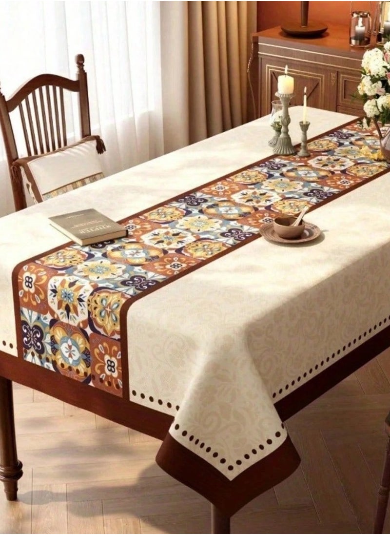 Beauenty - A tablecloth with a floral design, designed in distinctive and classic colors to add a special and eye-catching touch to your table. Dimensions: (220*140) - Image 1