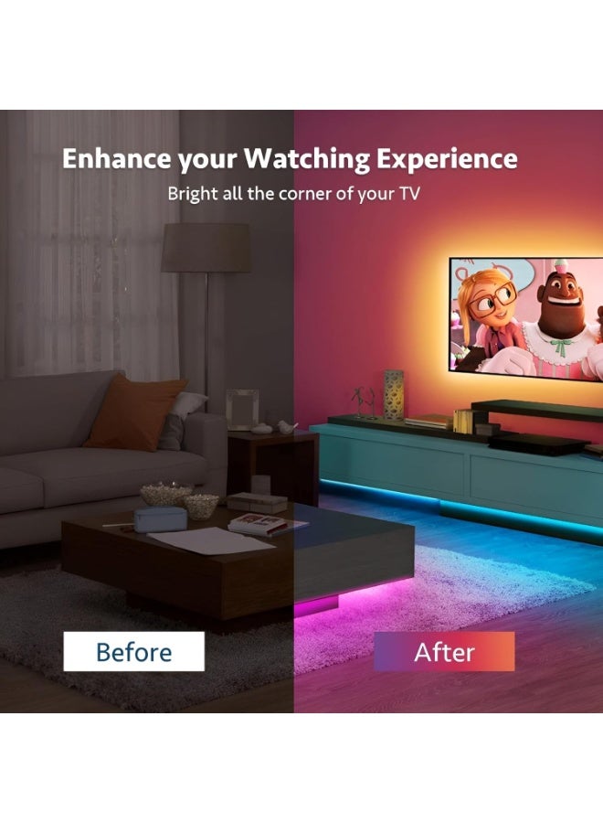 شريط إضاءة LED 5050 RGB بطول 5 أمتار يعمل بوصلة USB – شريط إضاءة مرن مقاوم للماء ومتغير الألوان مع ريموت تحكم – إضاءة ديكور مثالية لغرفة النوم والمطبخ والتلفزيون - Image 4