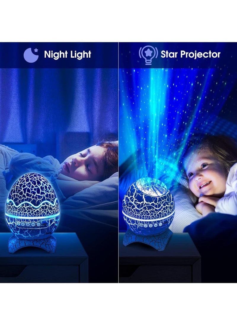 3D Dinosaur Egg Bluetooth Speaker with Night Light Projector Multicolor LED Light & Music Sync, Perfect for Kids Room, Bedroom, and Party Décor, Star Projector for Bedroom, Remote Control White Noise Bluetooth Speaker