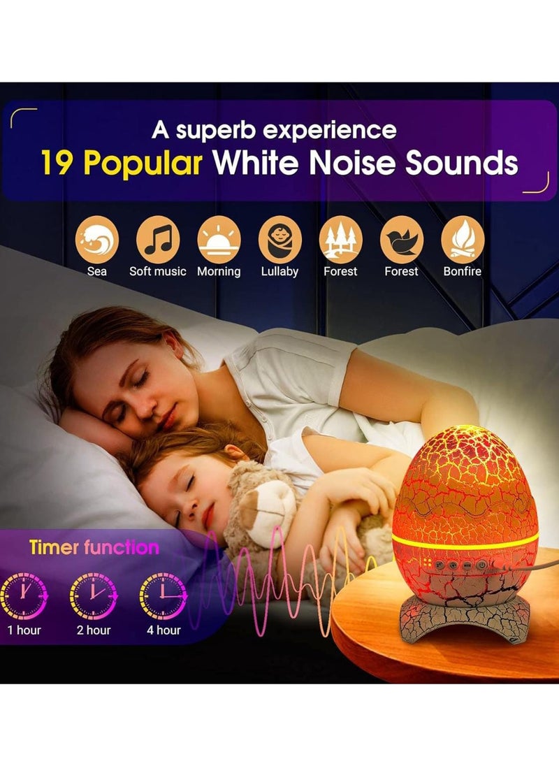 3D Dinosaur Egg Bluetooth Speaker with Night Light Projector Multicolor LED Light & Music Sync, Perfect for Kids Room, Bedroom, and Party Décor, Star Projector for Bedroom, Remote Control White Noise Bluetooth Speaker