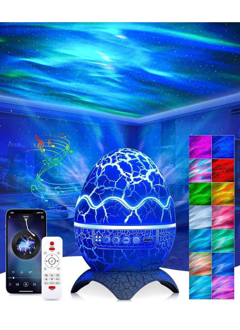 3D Dinosaur Egg Bluetooth Speaker with Night Light Projector Multicolor LED Light & Music Sync, Perfect for Kids Room, Bedroom, and Party Décor, Star Projector for Bedroom, Remote Control White Noise Bluetooth Speaker