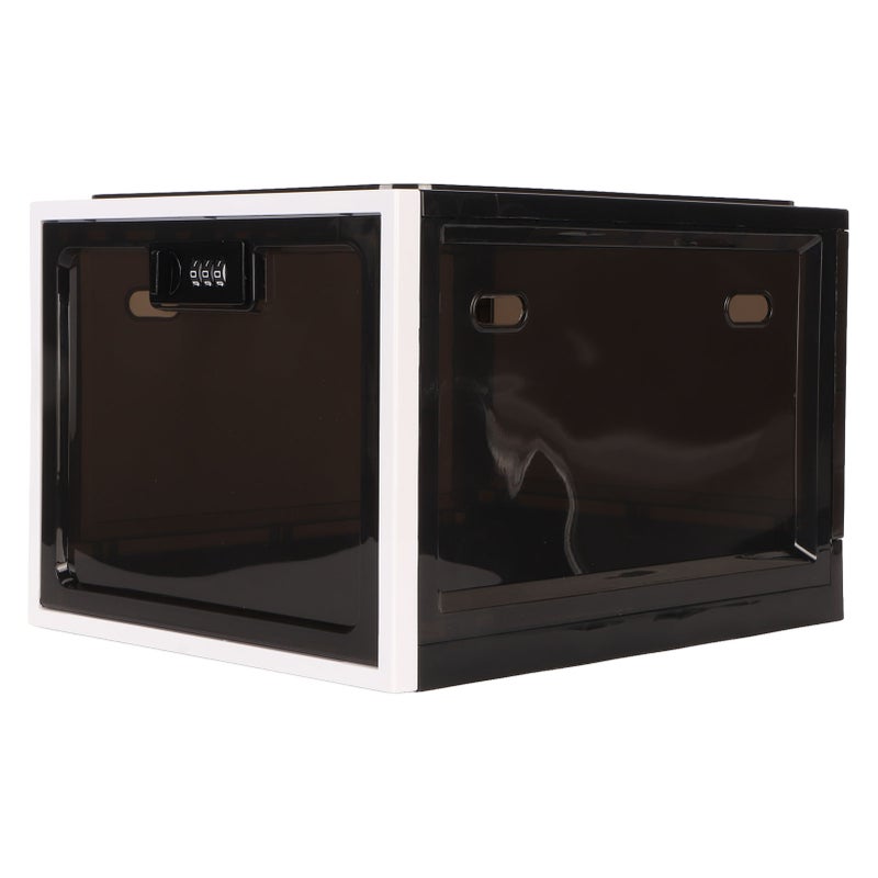 Lock Box Clear Food Storage Container Medicine Case with 3 Digit Combination Lock for Home Black White - Image 3