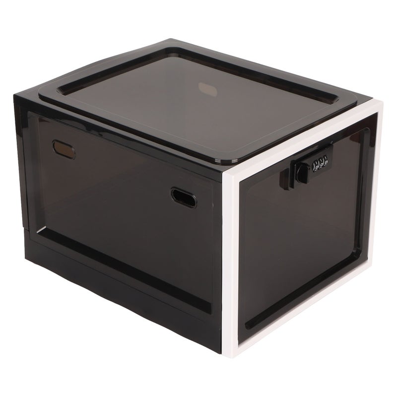 Lock Box Clear Food Storage Container Medicine Case with 3 Digit Combination Lock for Home Black White - Image 2