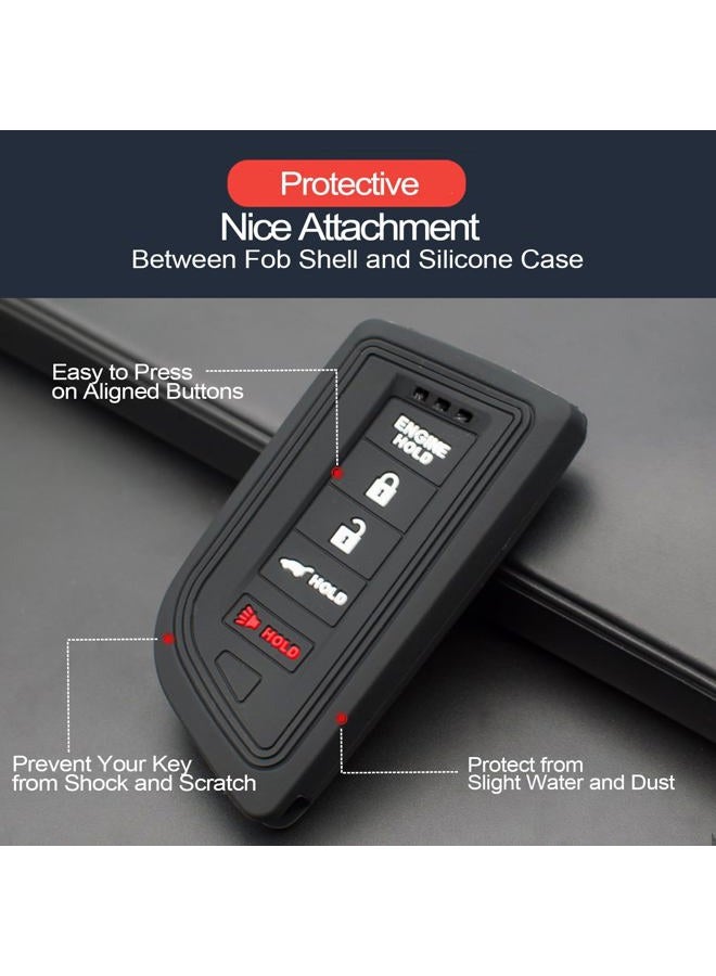 INFIPAR 2pcs Compatible with 2022 Acura MDX RDX with Engine Hold Smart 5 Buttons Silicone FOB Key Case Cover Protector Keyless Remote Holder - Image 4