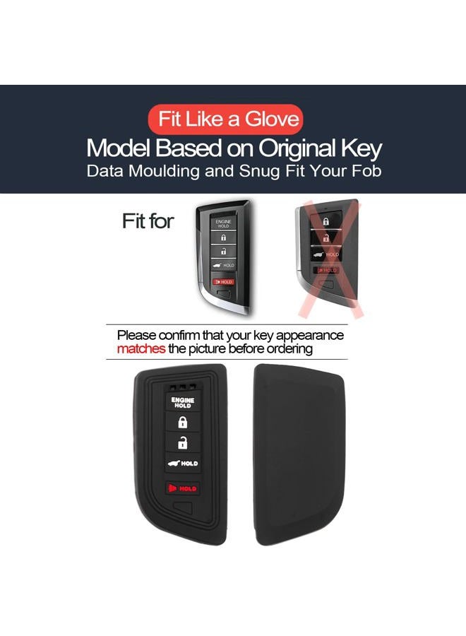INFIPAR 2pcs Compatible with 2022 Acura MDX RDX with Engine Hold Smart 5 Buttons Silicone FOB Key Case Cover Protector Keyless Remote Holder - Image 2