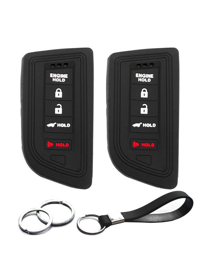 INFIPAR 2pcs Compatible with 2022 Acura MDX RDX with Engine Hold Smart 5 Buttons Silicone FOB Key Case Cover Protector Keyless Remote Holder - Image 1