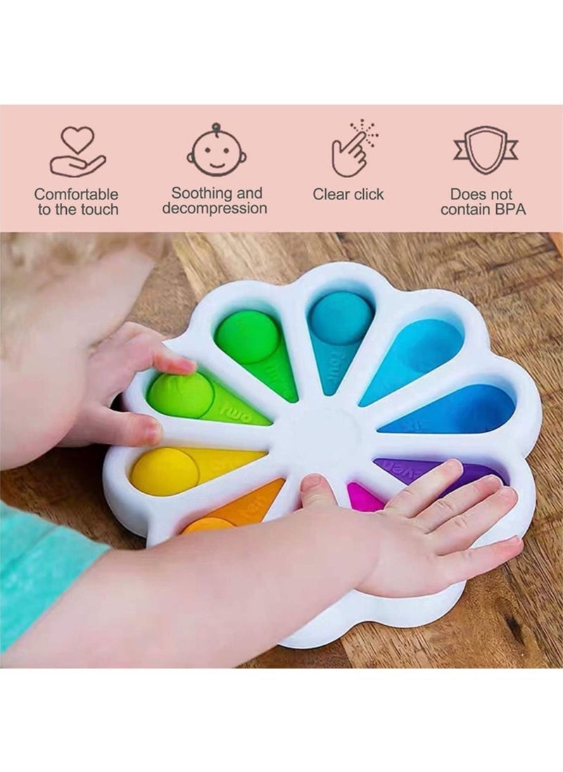 LEDIN - Flower Push Pop It Pop Bubble Fidget Toys, Early Simple Dimple Educational Toy for Anxiety Color Recognition Educational Toys for Kids Stress Relief Anti-Anxiety ADHD Fidget Toy - Image 1