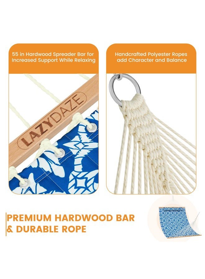 Lazy Daze Hammocks 12 FT Quilted Fabric Hammock with Spreader Bar, 2-Person Double Hammock with Chains and Pillow, Outdoor Hammock for Outside Patio Poolside Backyard Beach, 450 lbs Capacity, QF48 - Image 4