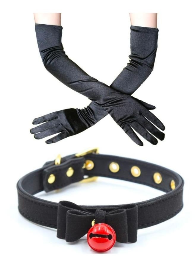 EasyLife Set of Collar Choker with Long Sleeve Gloves for Cosplay Costume Accessories - Image 1