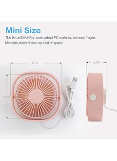 Arabest Small Personal USB Desk Fan,3 Speeds Portable Desktop Table Cooling Fan Powered by USB,Strong Wind,Quiet Operation,for Home Office Car Outdoor Travel (Cherry Pink)  - Image 2