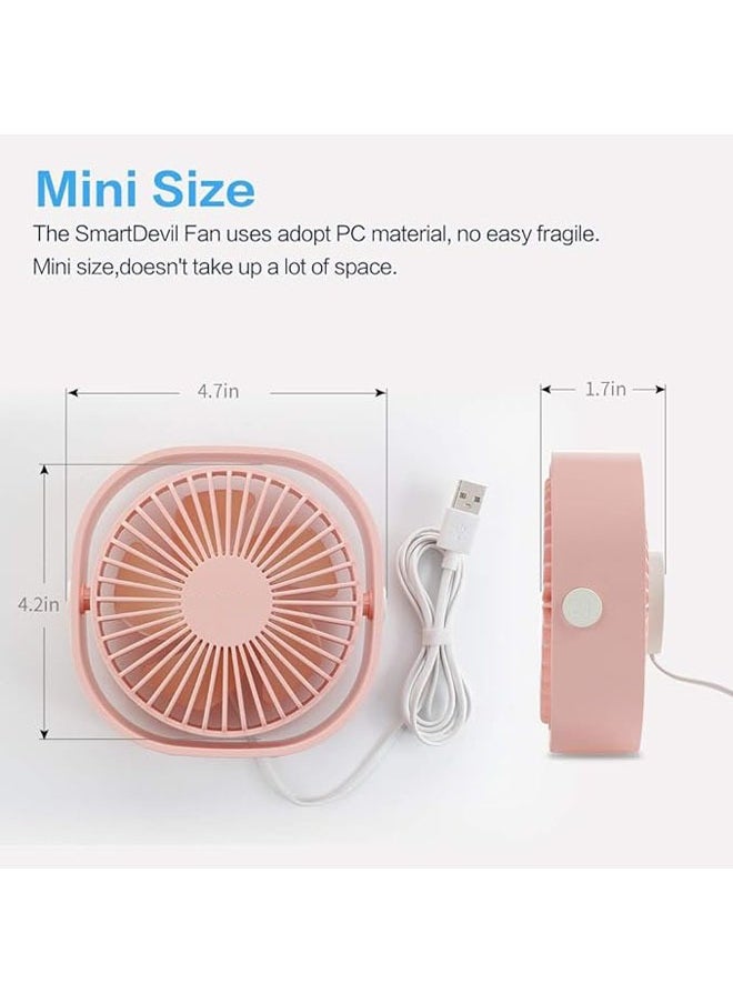 Arabest Small Personal USB Desk Fan,3 Speeds Portable Desktop Table Cooling Fan Powered by USB,Strong Wind,Quiet Operation,for Home Office Car Outdoor Travel (Cherry Pink)  - Image 2