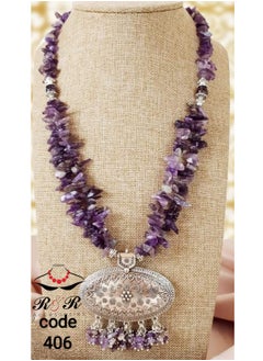 Women's necklace with two rounds of broken natural agate in mauve colors
