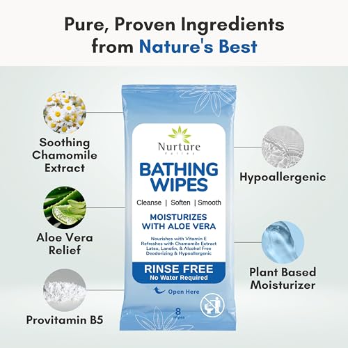 Nurture Valley Nurture XL Rinse Free Bathing Wipes for Adults w/Aloe | Waterless Cleansing for sensitive skin | Disposable Adult Body Bath Wet Wipe for Disabled Bedridden | 48 wipes - Image 5