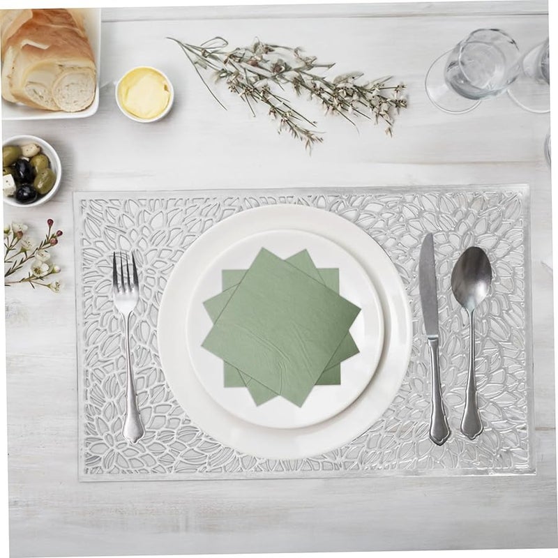 مناديل كوكيل قابلة للتخلص من اللون الأخضر المريمية 60 قطعة مقاس 9.8 × 9.8 بوصة لحفلات الزفاف والعشاء - Image 3