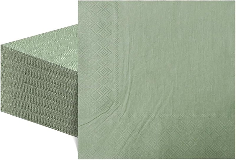 مناديل كوكيل قابلة للتخلص من اللون الأخضر المريمية 60 قطعة مقاس 9.8 × 9.8 بوصة لحفلات الزفاف والعشاء - Image 4