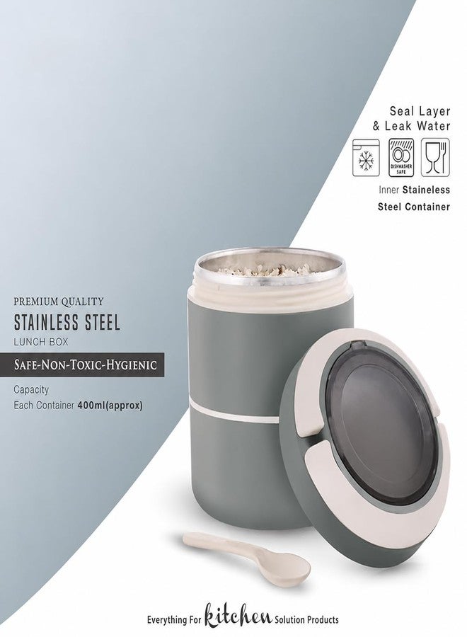 Gcrox Smart Stack 2 Layer Protable Lunch Box Stainless Steel Airtight Leak-Proof Lunch Box for Office, School, Picnic - 800ml (Smart Stack 2 Layer) - Image 4