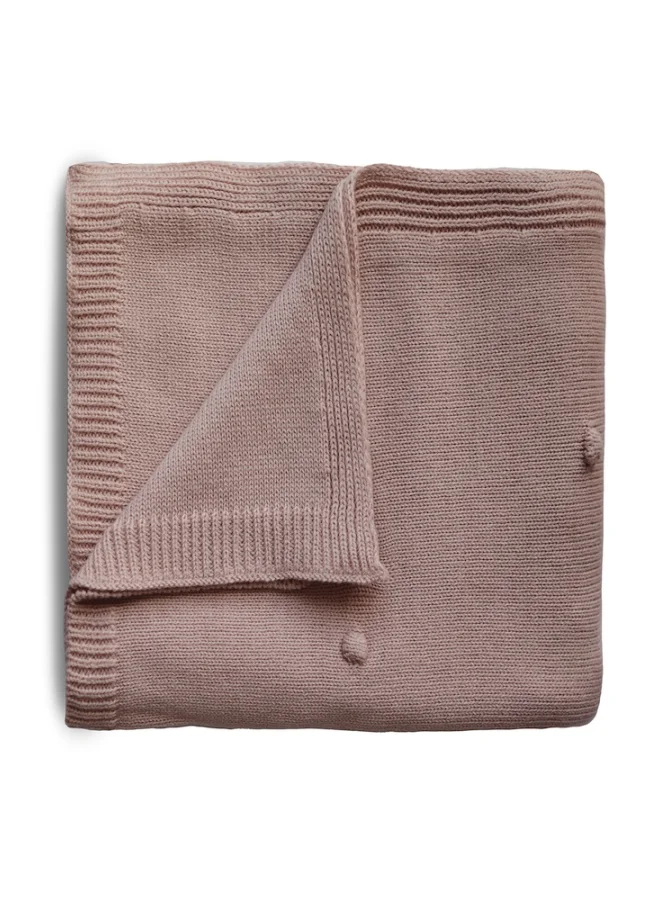 mushie Knitted Baby Blanket Textured Dots Blush