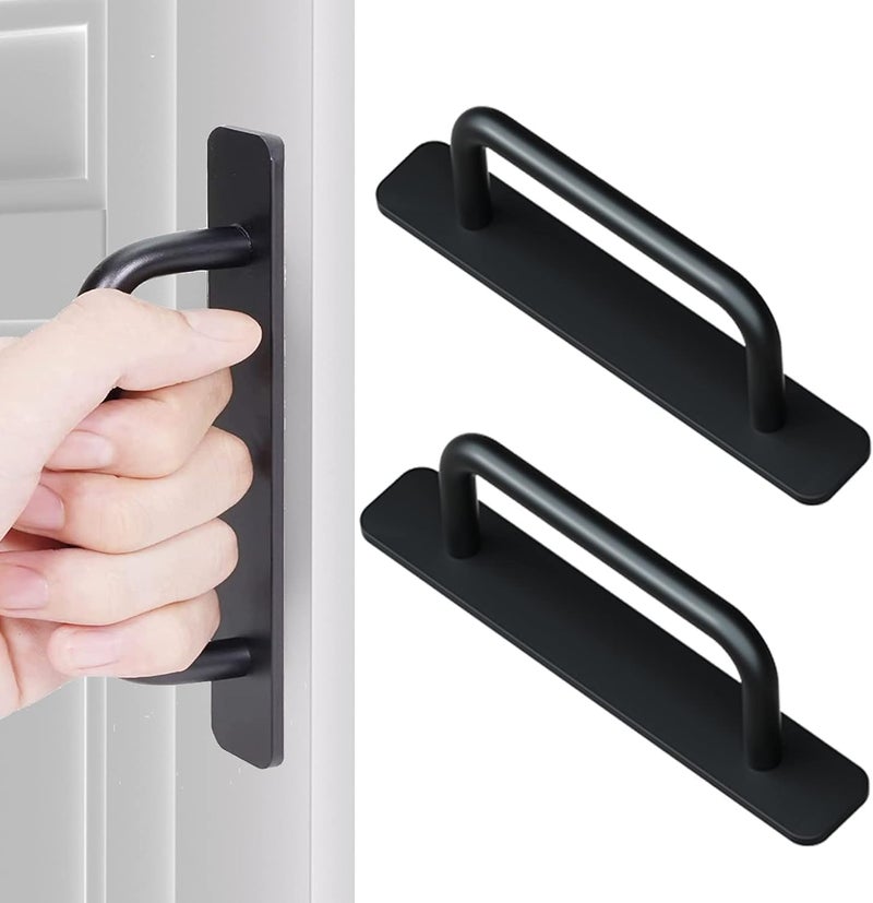 SHIDHMI Adhesive Cabinet Handles Self Stick Drawer Pulls - Black No Drilling Push Pull Helper for Kitchen Window Sliding Closet Door - 5.83" - Image 1