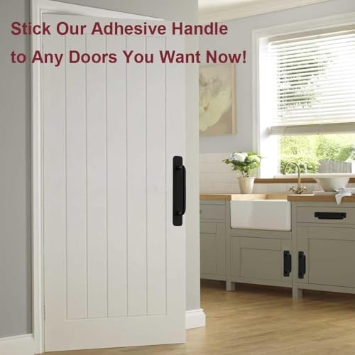 SHIDHMI Adhesive Cabinet Handles Self Stick Drawer Pulls - Black No Drilling Push Pull Helper for Kitchen Window Sliding Closet Door - 5.83" - Image 5
