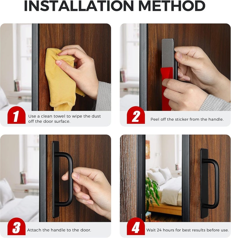 SHIDHMI Adhesive Cabinet Handles Self Stick Drawer Pulls - Black No Drilling Push Pull Helper for Kitchen Window Sliding Closet Door - 5.83" - Image 4