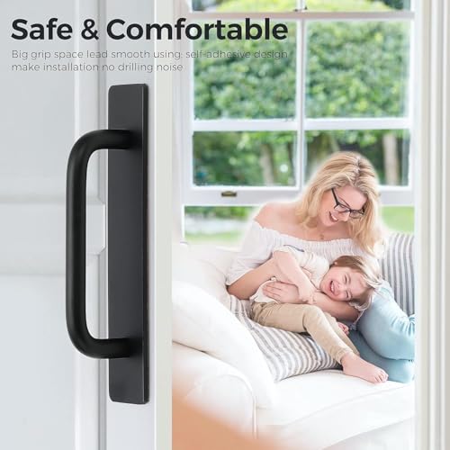SHIDHMI Adhesive Cabinet Handles Self Stick Drawer Pulls - Black No Drilling Push Pull Helper for Kitchen Window Sliding Closet Door - 5.83" - Image 3