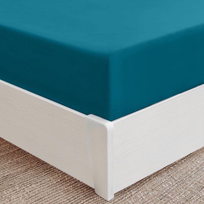 Mellanni Twin Fitted Sheet Only - Iconic collection Bedding Sheets - Soft & cooling Sheets with up to 16 inch Deep Pocket - All Around Elastic - Wrinkle  Fade  Stain Resistant - 1 Pc (Twin  Teal) - Image 1