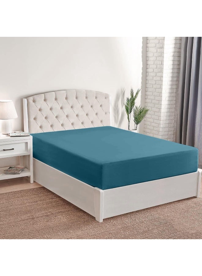 Mellanni Twin Fitted Sheet Only - Iconic collection Bedding Sheets - Soft & cooling Sheets with up to 16 inch Deep Pocket - All Around Elastic - Wrinkle  Fade  Stain Resistant - 1 Pc (Twin  Teal) - Image 3