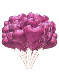 Generic Romantic Aluminum Heart Shaped Balloons, 18 inch Party Decoration Balloons with Ribbon, Perfect for Weddings, Anniversaries and Romantic Confession Occasions, Party Birthday Decoration Balloons 10pcs (Burgundy)  - Image 1
