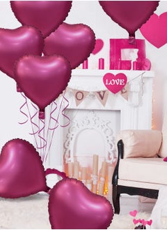 Generic Romantic Aluminum Heart Shaped Balloons, 18 inch Party Decoration Balloons with Ribbon, Perfect for Weddings, Anniversaries and Romantic Confession Occasions, Party Birthday Decoration Balloons 10pcs (Burgundy)  - Image 4