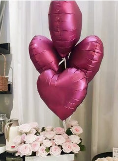 Generic Romantic Aluminum Heart Shaped Balloons, 18 inch Party Decoration Balloons with Ribbon, Perfect for Weddings, Anniversaries and Romantic Confession Occasions, Party Birthday Decoration Balloons 10pcs (Burgundy)  - Image 2