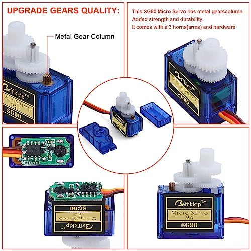 Beffkkip 4Pcs SG90 9g Micro Servos for RC Robot Helicopter Airplane Controls Car Boat - Image 2