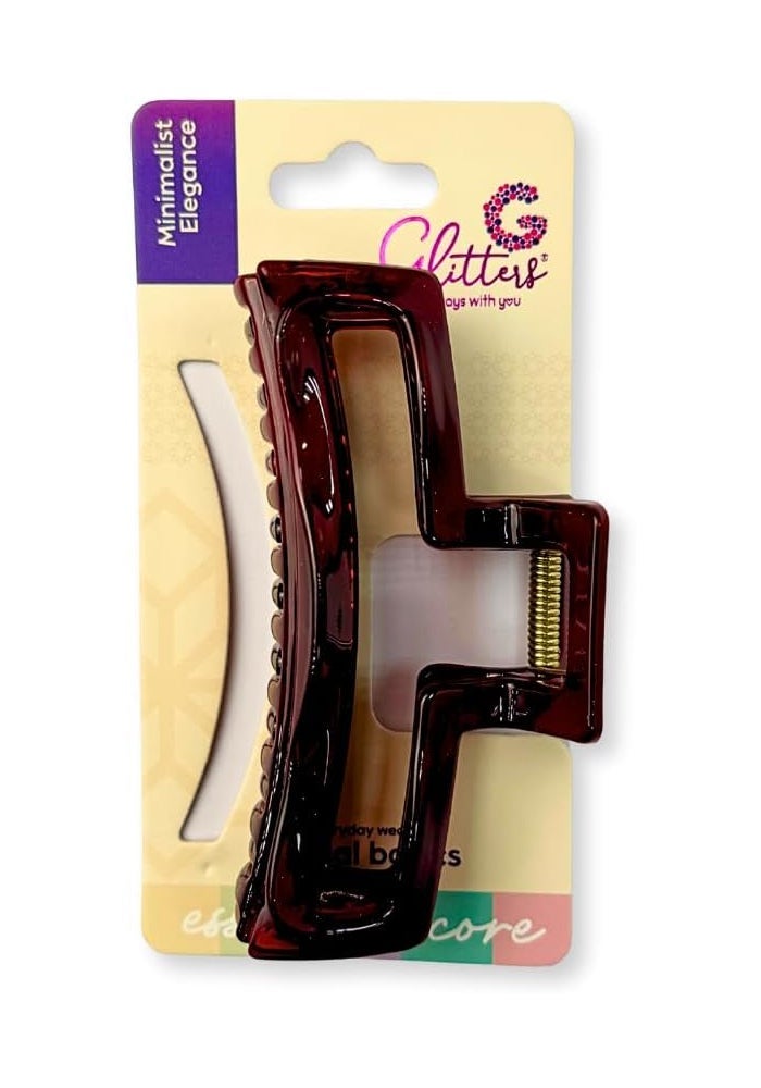 Glitters Minimalist Elegance Hair Claw Clip - Dark Brown, Strong Spring, Rectangle Shape - Image 1