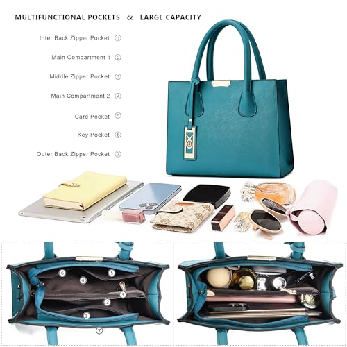 CHICAROUSAL Crossbody Purses and Handbags for Women PU Leather Tote Shoulder Bags Top Handle Satchel (Peacock Blue) - Image 5