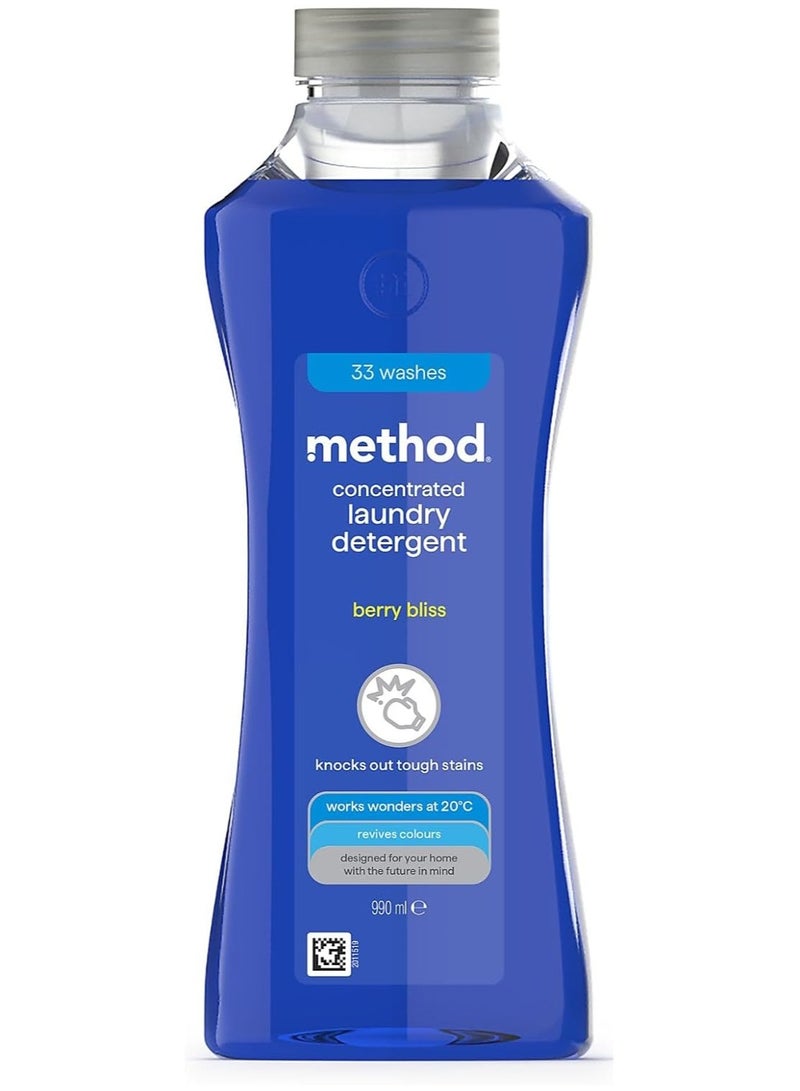 Method Concentrated Laundry Liquid Fresh Berry Scent Revives Colors 33 Washes 990 ml