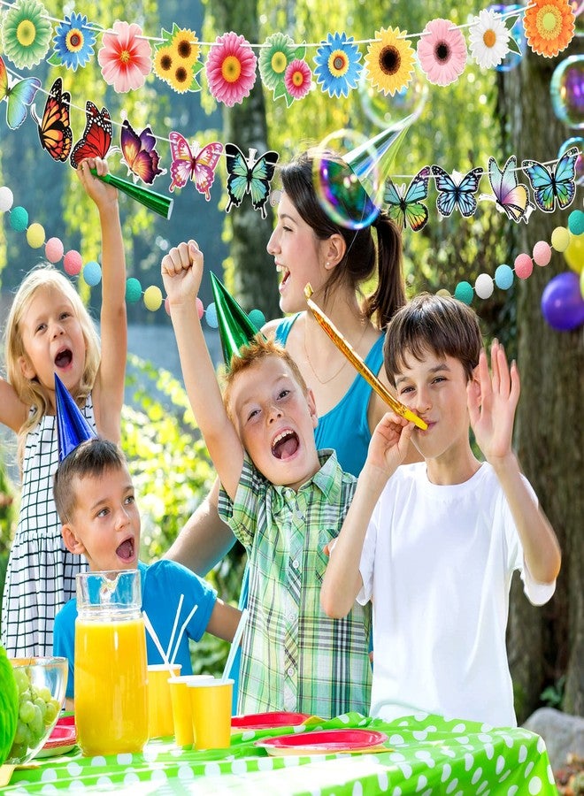 Teling 5 Pcs Spring Garland Decorations Hello Spring Banner Spring Felt Pompom Ball Garlands Daisy Tulips Butterfly Flower Decorations Hanging Spring Decoration for Birthday Easter Party Supplies Decor - Image 3