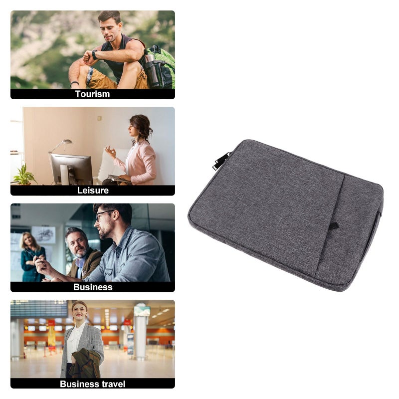 13.3 Inch Laptop Sleeve Case Protective Portable Computer Bag for Travel Work Dark Grey - Image 5