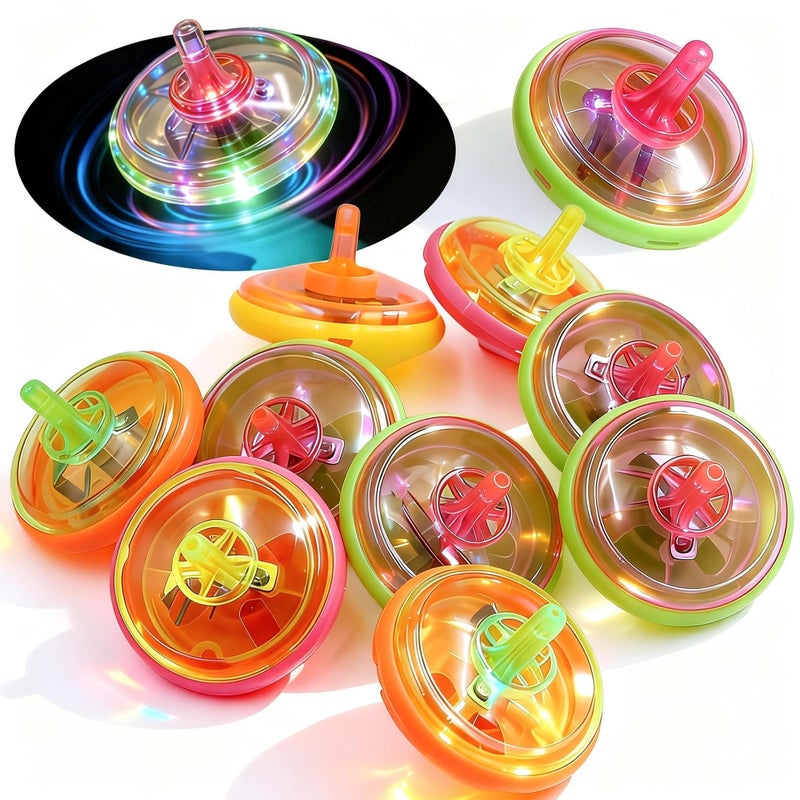 PROLOSO 100 Pcs Light Up Spinning Tops LED Flashing Spinners with Gyroscope - Image 3