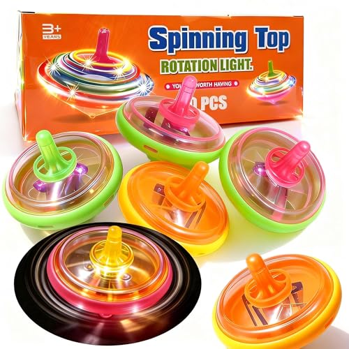 PROLOSO 100 Pcs Light Up Spinning Tops LED Flashing Spinners with Gyroscope - Image 1
