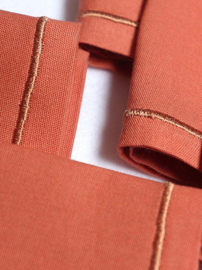 Zeba World Dinner Table Napkins 100% Cotton Set of 6 pcs | Embroidered | Washable and Reusable Napkins for Dinner Table - Coral Pink - 16x16 inches (40x40cms) (Pack of 6) - Image 3