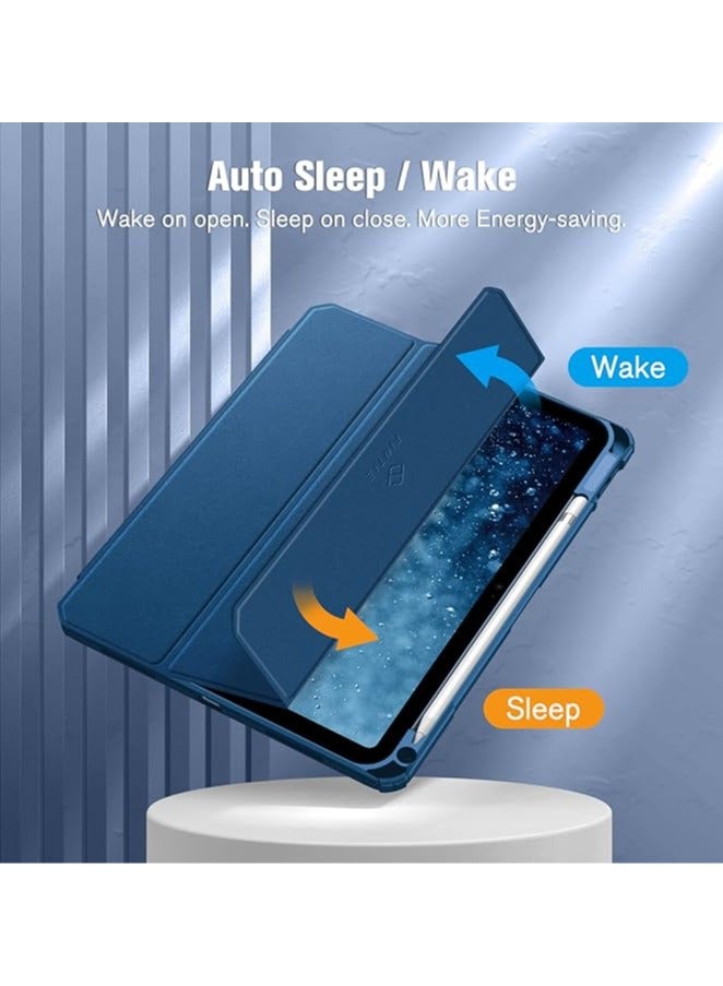 حافظة متوافقة مع جهاز iPad 10 (2022) 10.9 الجديد مع حامل أقلام مدمج، لجهاز iPad 10 (2022) 10.9 مع غطاء خلفي شفاف صلب، (أزرق) - Image 2