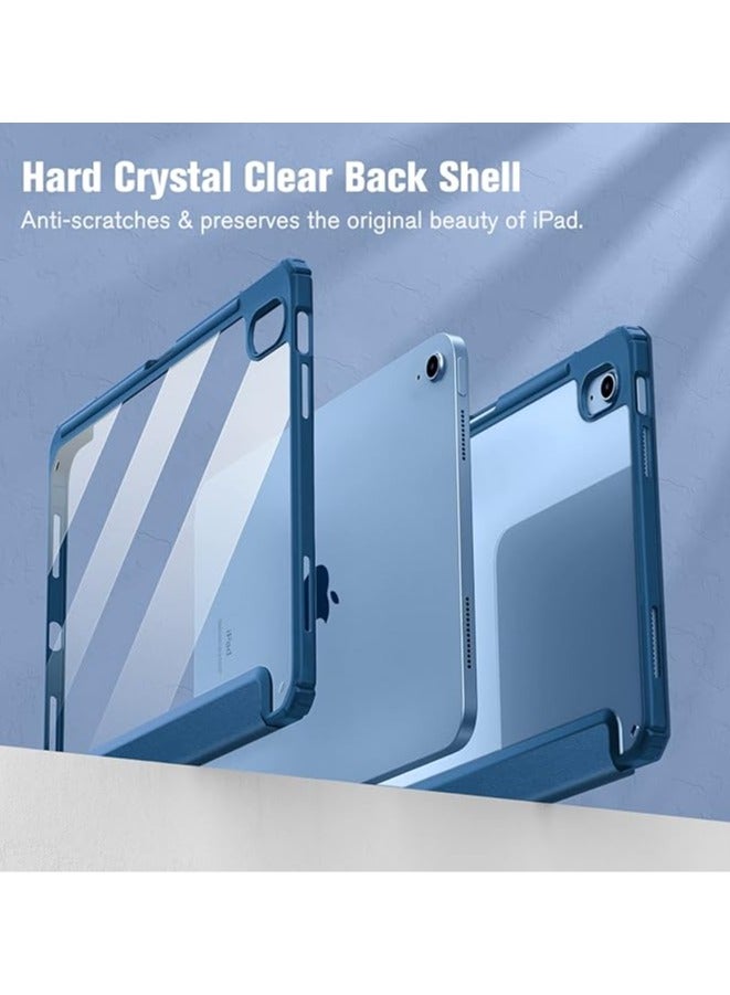 حافظة متوافقة مع جهاز iPad 10 (2022) 10.9 الجديد مع حامل أقلام مدمج، لجهاز iPad 10 (2022) 10.9 مع غطاء خلفي شفاف صلب، (أزرق) - Image 5