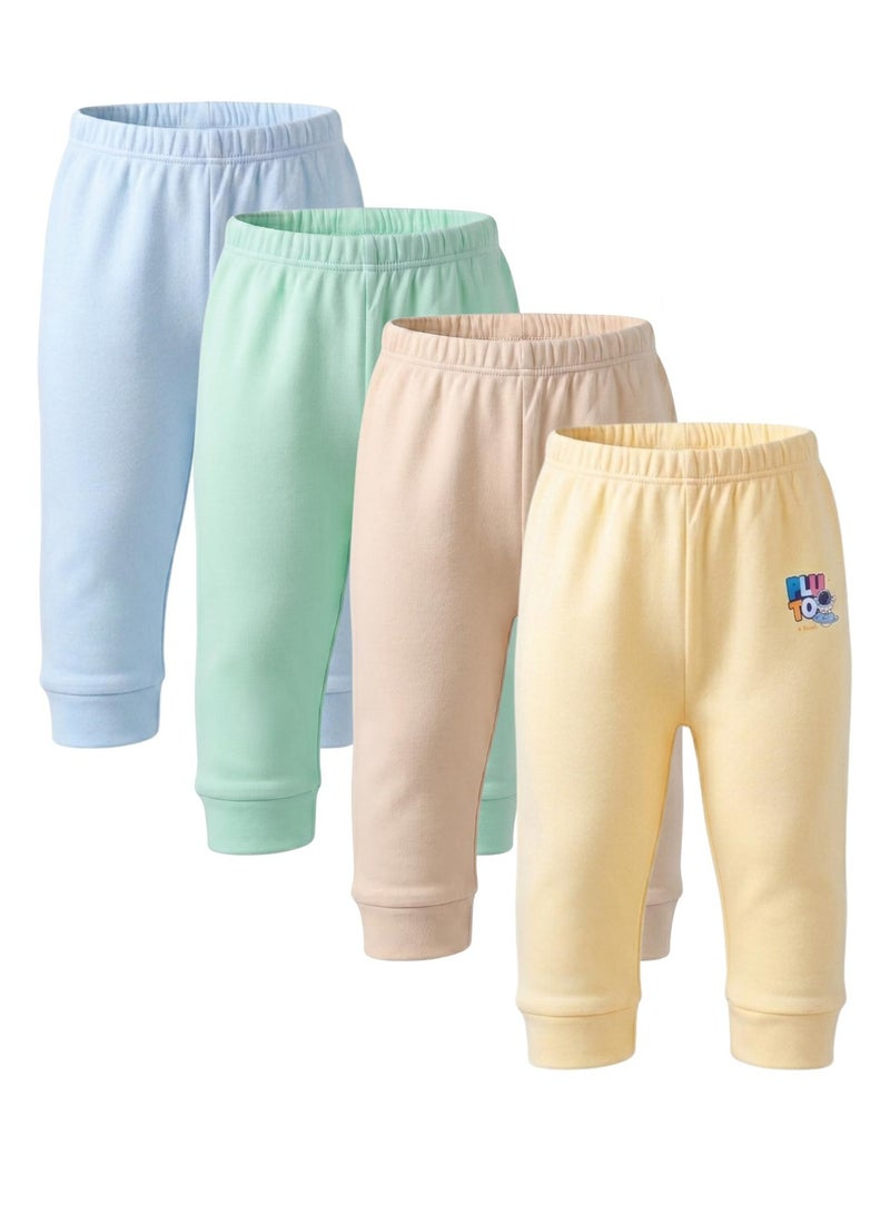 Pluto Pack of 4 Colored Cotton Pants for Baby Boys - Image 1