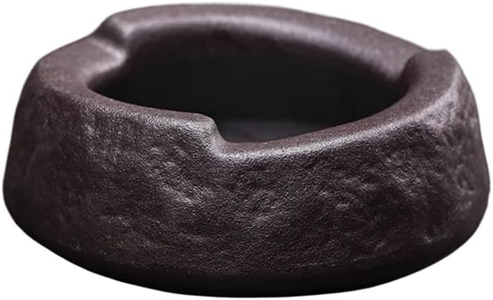 منفضة سجائر سيراميك أنيقة سوداء بأسلوب رجعي للمكتب والمنزل والشرفة والزينة الخارجية - Image 1