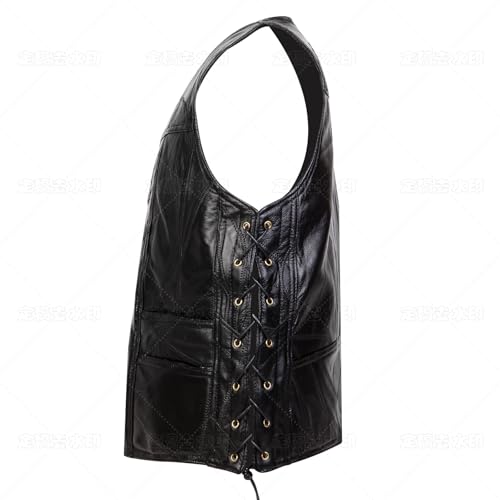 XINMALL Motorcycle Genuine Leather Biker Vest for Men Club Style Classic Black (as1, alpha, jaspo_l, Large) - Image 5