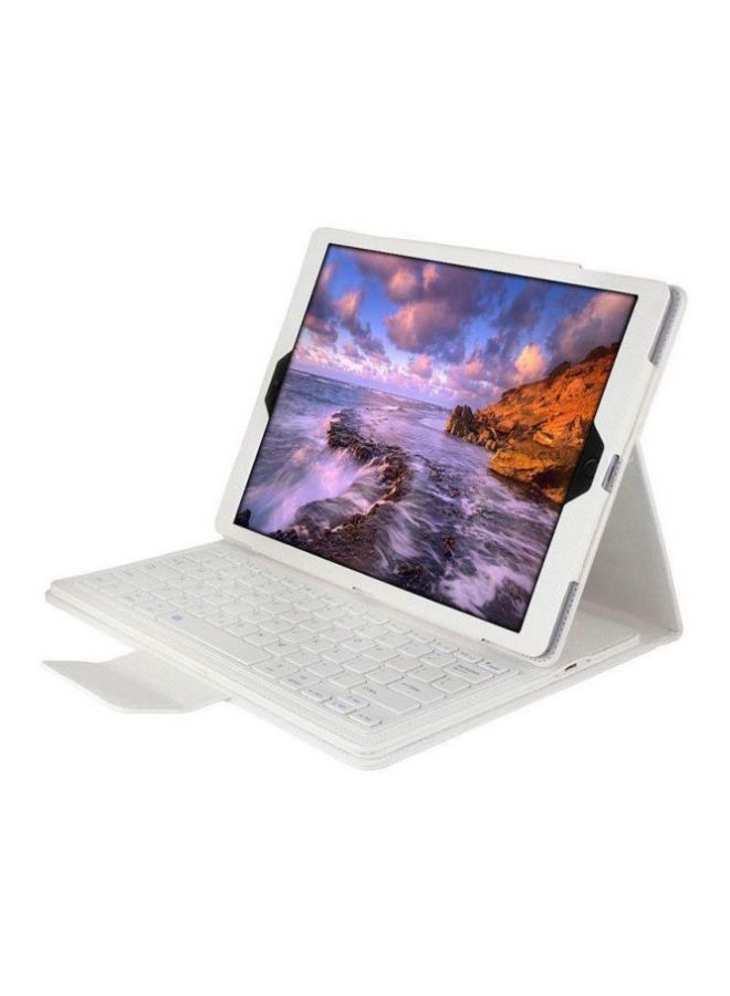 NIBEMINENT Flip Case Cover With Bluetooth Keyboard For Apple iPad Pro 12.9-Inch White  - Image 2