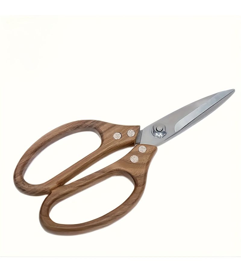 Stainless Steel 3Cr13 Acacia Wood Kitchen Scissors 3mm Thick Ergonomic Handle Heavy Duty for Cutting Meat Poultry Daily Use - Image 5