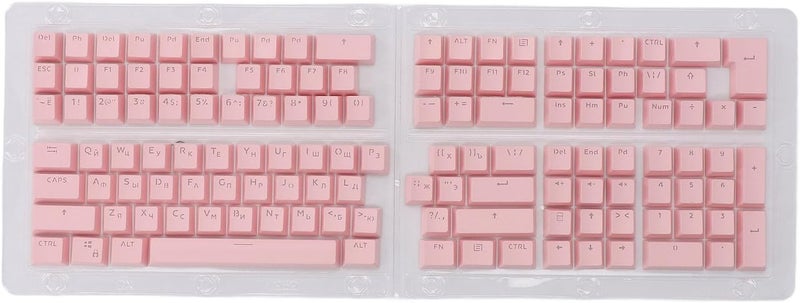 Pink ABS Keycaps 132 Key Russian Keyboard OEM Profile Matte Finish for Mechanical Keyboards - Image 1