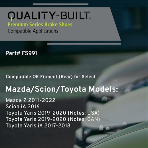 QUALITY-BUILT Rear Drum Brake Shoes, FS991, Compatible with 2011-2022 Mazda/Scion/Toyota (2,iA,Yaris,Yaris iA) - Image 2
