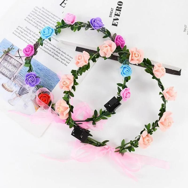 Led Flower Headband: Adjustable Fit 50cm Circumference, Lifelike Foam Flower & Leaf Design - Versatile 3 Lighting Modes, Ready To Use For Women, Adults, Children, Parties, Weddings & Daily Wear - Image 5