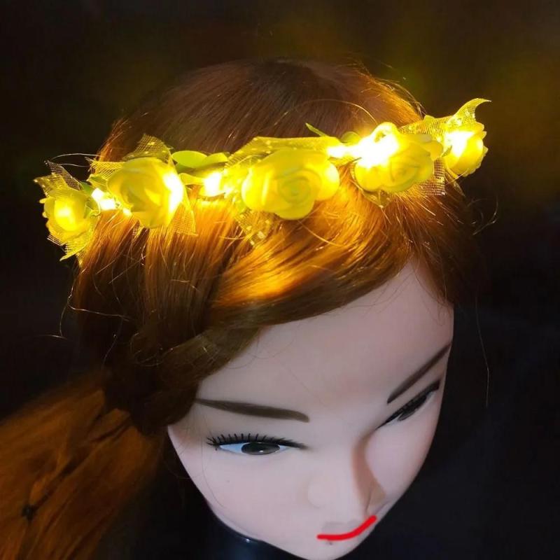 Led Flower Headband: Adjustable Fit 50cm Circumference, Lifelike Foam Flower & Leaf Design - Versatile 3 Lighting Modes, Ready To Use For Women, Adults, Children, Parties, Weddings & Daily Wear - Image 3